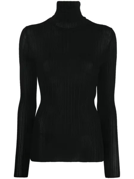 TOM FORD джемпер в рубчик с высоким воротником, черный