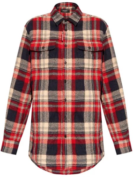 Dsquared2 рубашка из вирджинской шерсти в клетку, красный