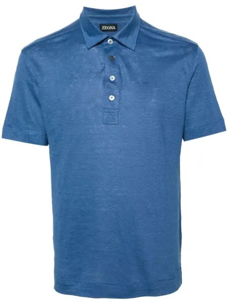 Zegna льняная рубашка поло, синий