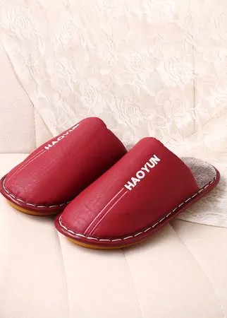 Женская повседневная однотонная теплая домашняя обувь с буквами Шаблон с закрытым носком