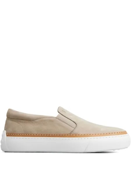 Tod's замшевые слипоны, нейтральный цвет