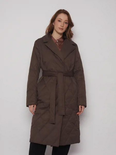 Тёплое пальто-халат с поясом