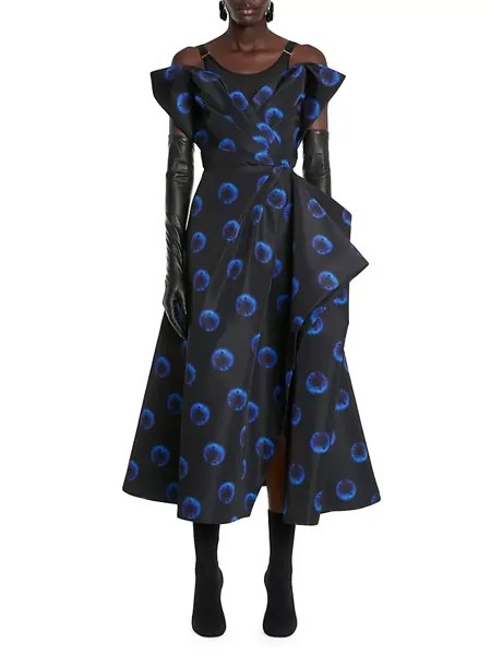 Платье макси с открытыми плечами Midnight Iris Alexander Mcqueen, цвет midnight