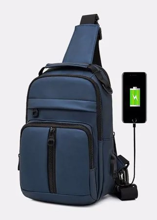 Мужчины Дакрон Multi-pocket Multi-carry USB Charging Водонепроницаемы Crossbody Сумка Chest Сумка Sling Сумка Backpack