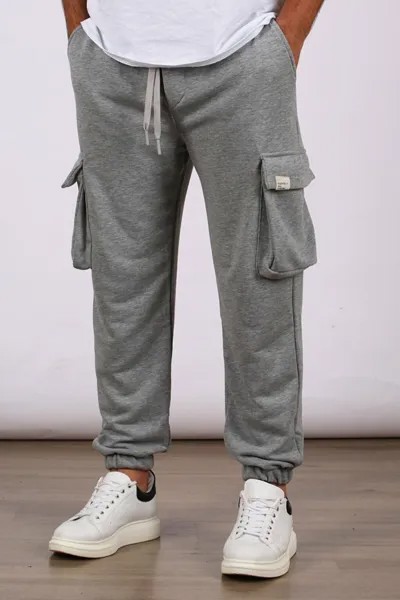 Серые мужские спортивные штаны с эластичными карманами-карго 6514 MADMEXT