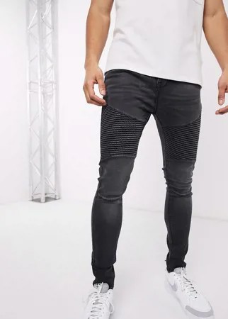 Черные выбеленные супероблегающие джинсы Voi Jeans-Черный