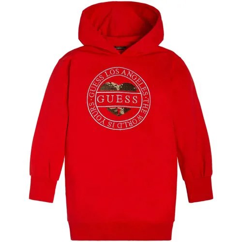 Платье-толстовка GUESS, хлопок, размер 152, красный