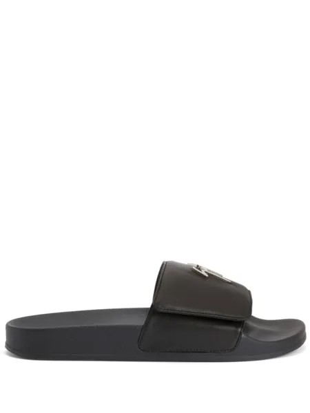 Giuseppe Zanotti шлепанцы с логотипом, черный