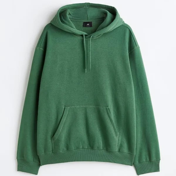 Толстовка H&M Relaxed Fit, темно-зеленый
