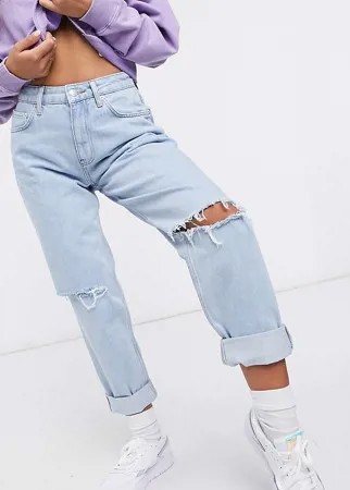 Свободные джинсы в винтажном стиле с завышенной талией ASOS DESIGN Petite-Синий