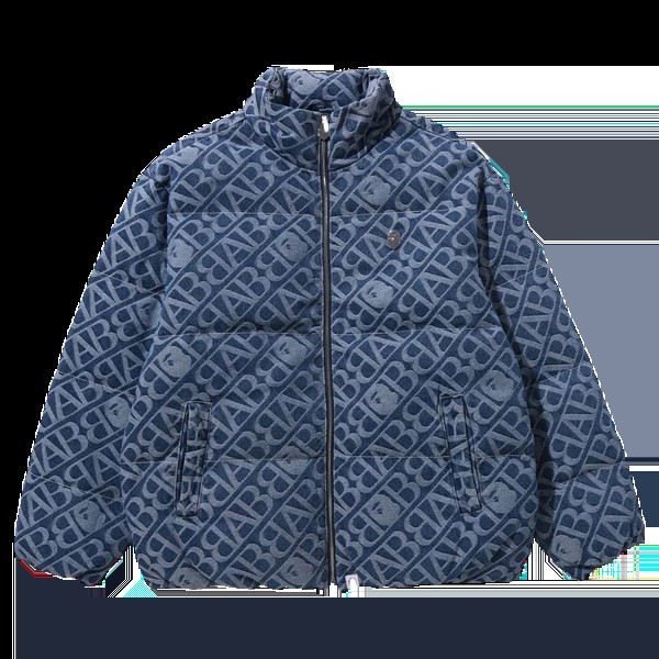 Куртка BAPE Denim Monogram Puffer Down 'Blue', синий