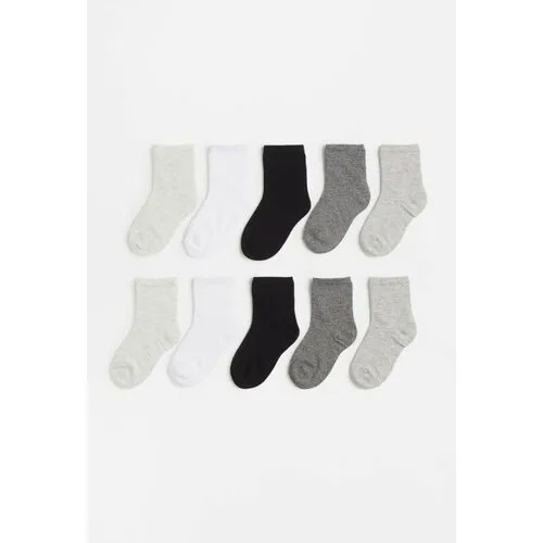 Носки H&M 10 пар, размер 19/21, серый, белый