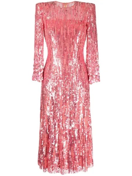 Jenny Packham декорированное платье миди Nymph, розовый