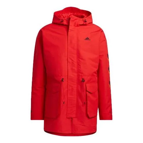 Куртка adidas Cny Jkt Top Sports Training Printing hooded Fleece Lined Woven Jacket Red, красный