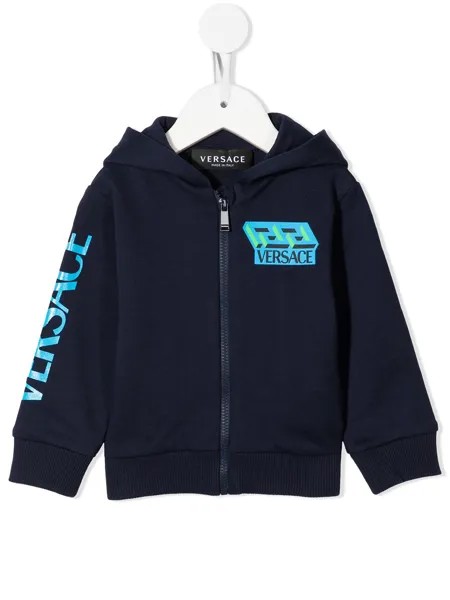 Versace Kids худи на молнии с нашивкой-логотипом