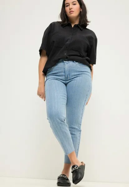 Джинсы узкого кроя HIGH WAIST GLITZER STREIFEN POCKET Studio Untold, светло-голубой