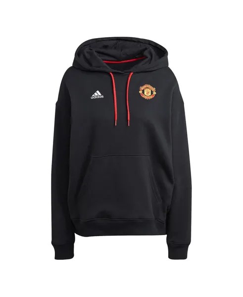 Женский черный пуловер с капюшоном Manchester United adidas, черный