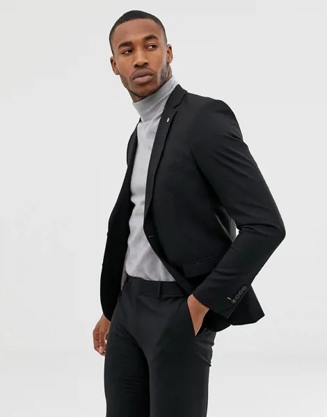 Черный однобортный приталенный пиджак Avail London