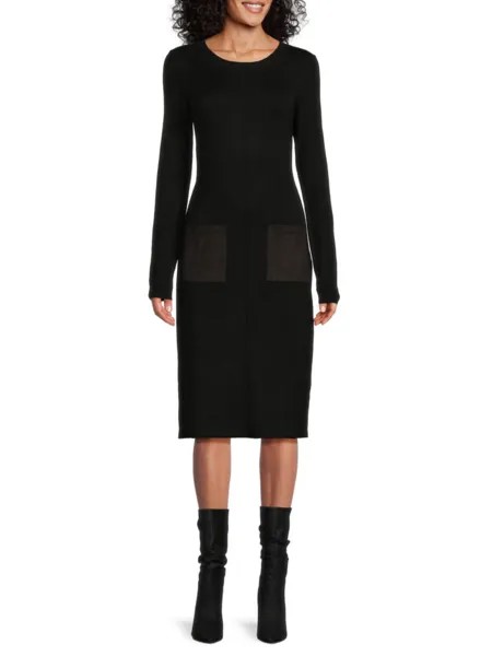 Однотонное платье-свитер с длинными рукавами Donna Karan, черный