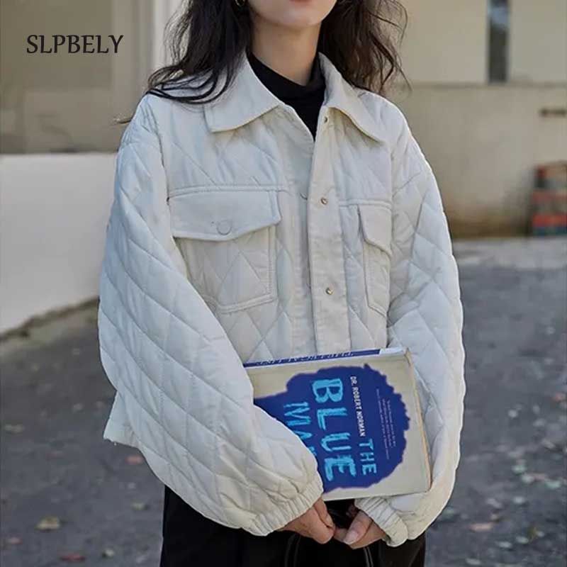 SLPBELY, Белое Женское хлопковое пальто, парка, новинка 2021, зимняя куртка, Короткая свободная, мягкая, толстая, пуховая, хлопковая, теплая куртка, женские парки