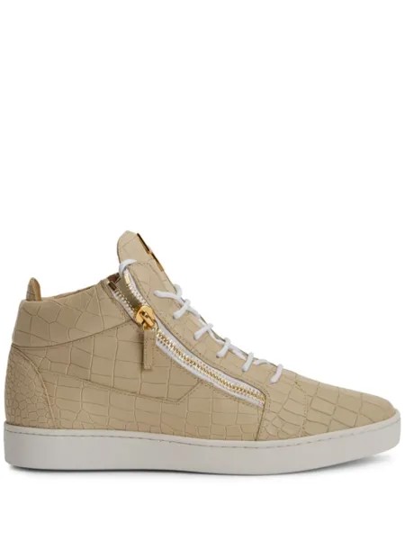 Giuseppe Zanotti кеды Frankie с тиснением под крокодила, нейтральный цвет