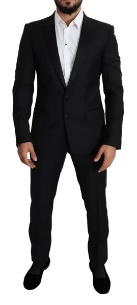 DOLCE - GABBANA Костюм MARTINI, черный шерстяной мужской деловой костюм из 2 предметов EU50/US40/L Рекомендуемая розничная цена 3200 долларов США
