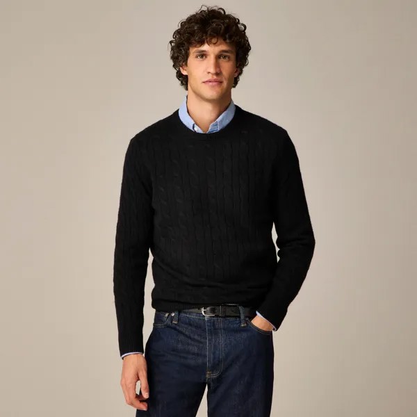 Кашемировый свитер с косами J.Crew, черный