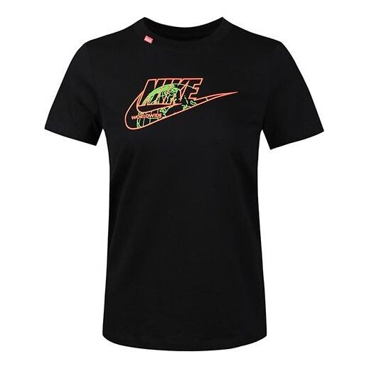 Футболка спортивная с круглым вырезом повседневные с коротким рукавом Nike, черный
