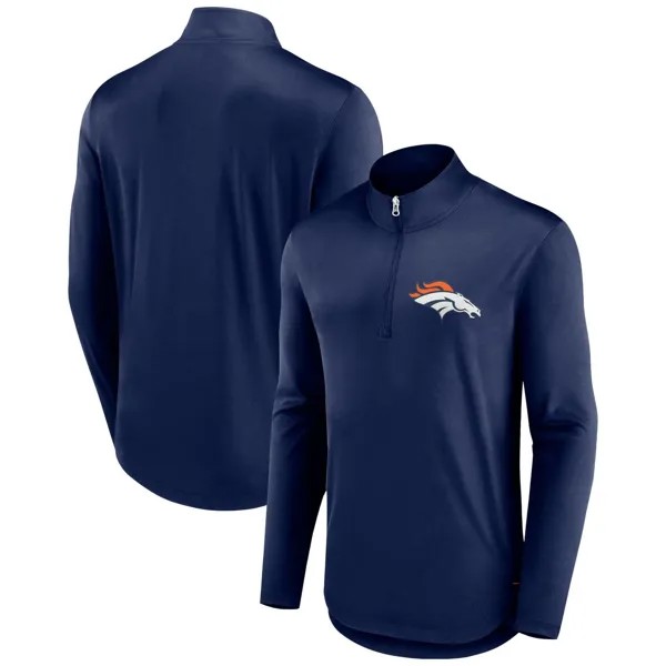 Мужская темно-синяя брендовая футболка Denver Broncos Tough Minded с молнией четверть Fanatics