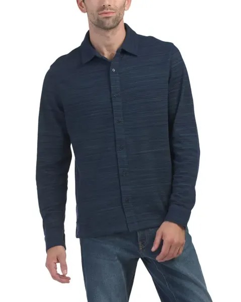 Поло с длинными рукавами и пуговицами Space Dyed Scotch & Soda, темно-синий