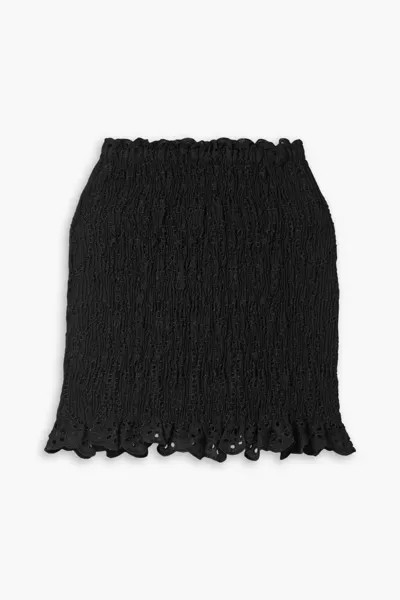Мини-юбка Paola со сборками из английской вышивки из смесового хлопка Charo Ruiz Ibiza, черный