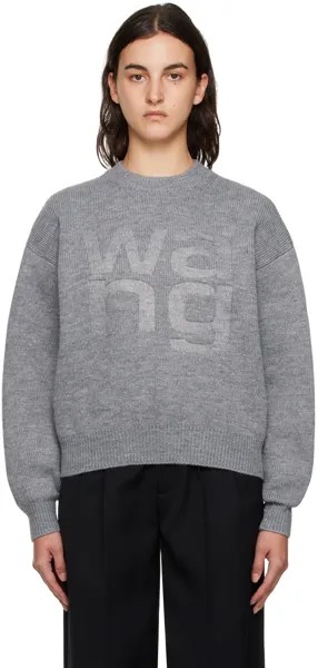 Серый свитер с тиснением alexanderwang.t