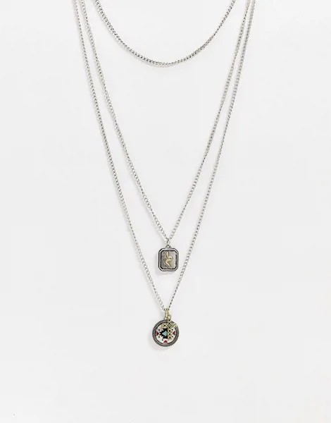 Двойное ожерелье Bershka-Серый