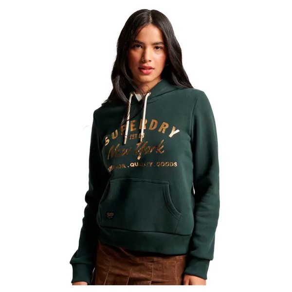 Худи Superdry Luxe Metallic Logo, зеленый