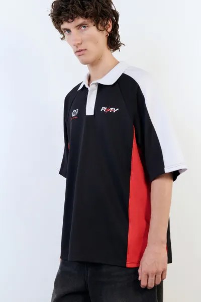Футболка-поло oversize из футера с принтом