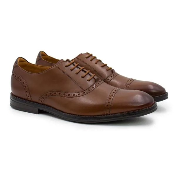Мужские оксфорды брогированные Clarks, коричневые