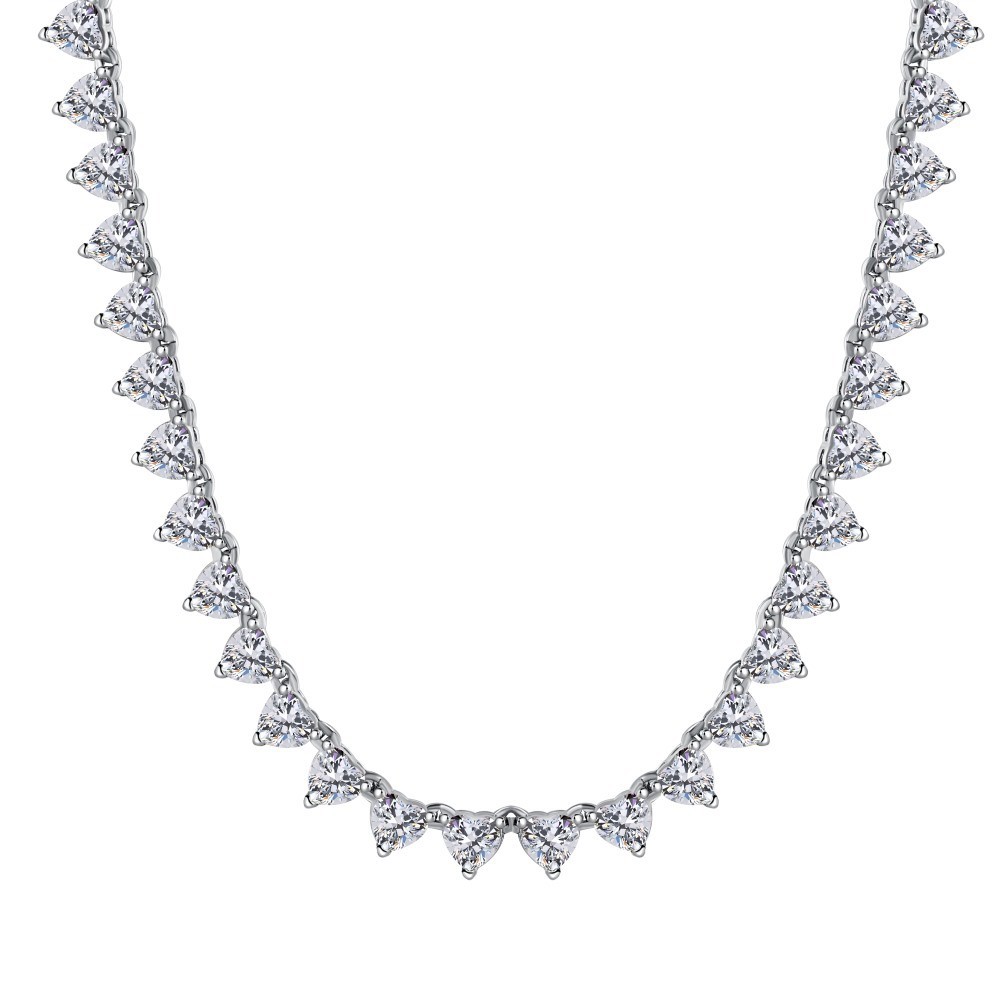 DY190429 ZFSILVER Настоящее серебро 925 пробы, модная Высококачественная цепочка 4 мм из циркония, ожерелье с круглым сердцем, женское колье, свадебные украшения