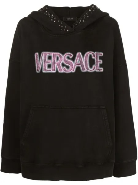 Versace худи с логотипом, черный