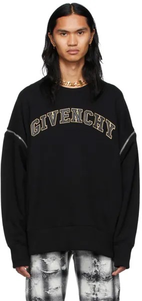 Черная кожаная толстовка с логотипом Givenchy