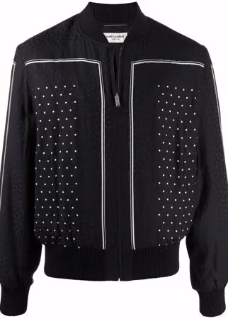 Saint Laurent бомбер с узором в горох