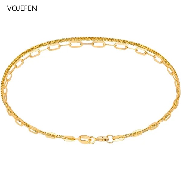Изящная золотая цепочка VOJEFEN AU750 18k для женщин, простая изящная цепочка ручной работы, минималистичные изящные украшения