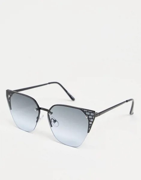 Солнцезащитные очки «кошачий глаз» без оправы с синими стеклами Noisy May-Голубой
