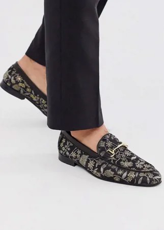 Лоферы с верхом из парчи WALK London - jude-Черный