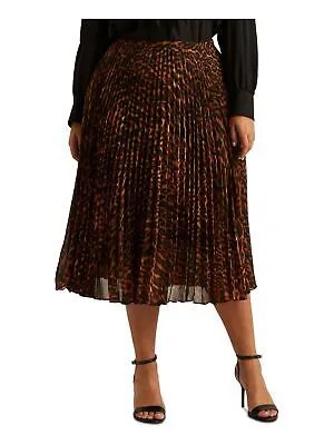 Женская коктейльная юбка миди RALPH LAUREN с черной подкладкой и складками гармошкой плюс 20W