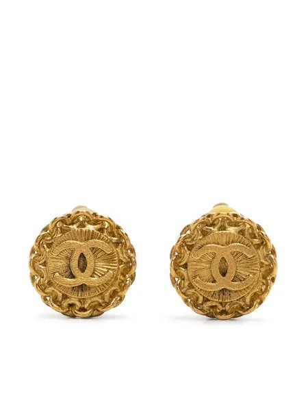 Chanel Pre-Owned серьги-клипсы 1995-го года с логотипом CC