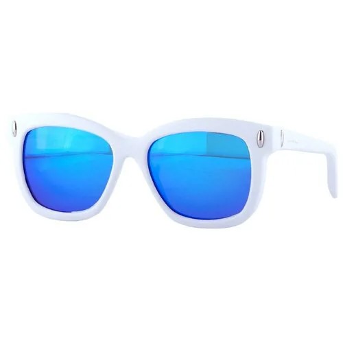 Солнцезащитные очки Italia Independent, прямоугольные, оправа: пластик, спортивные, ударопрочные, с защитой от УФ, зеркальные, белый