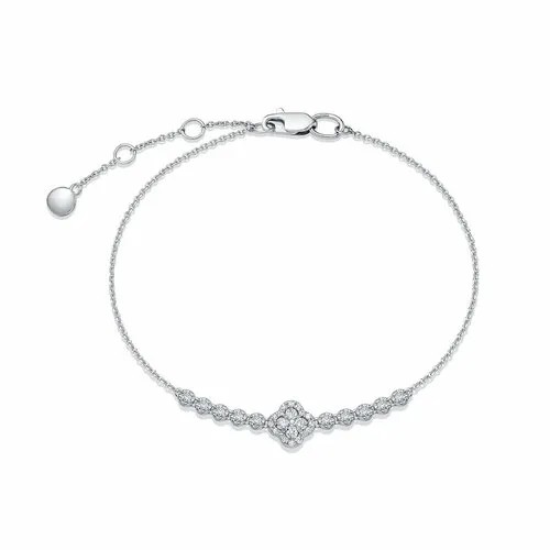 Браслет-цепочка Vesna jewelry, белое золото, 585 проба, родирование, бриллиант, длина 18.5 см.