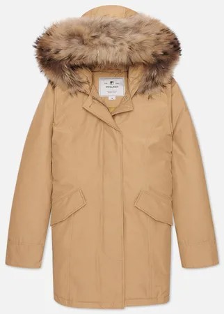 Женская куртка парка Woolrich Arctic Racoon Fur, цвет бежевый, размер L