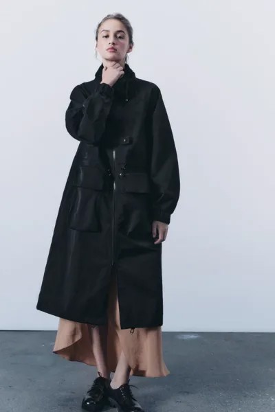 Водоотталкивающая парка ZARA, черный