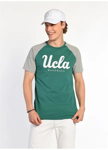 Зеленая мужская футболка с круглым вырезом Ucla